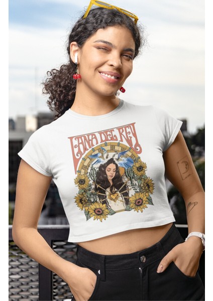 Lana Del Rey Baskılı Crop Top, Kadın Lana Baskılı Crop Bluz