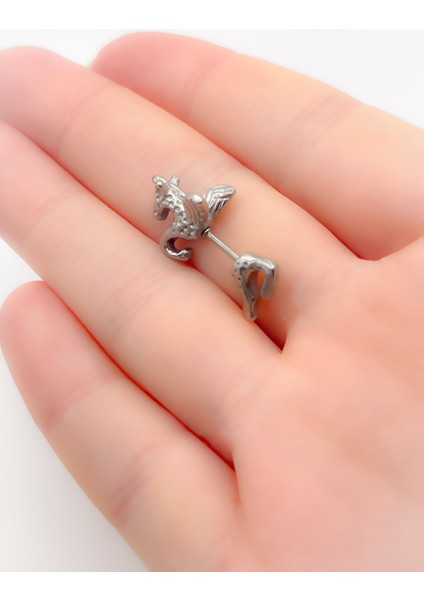 Cerrahi Çelik Piercing Pegasus Figürlü Kıkırdak Helix Tragus PIERCING(1ADET)