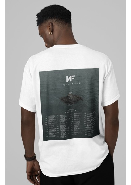Nf Rap Hope Tour Resimli Sırt Baskılı T-Shirt Erkek-Kadın Nf Rap Baskılı T-Shirt modelleri