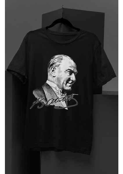 Mustafa Kemal Atatürk Imza Baskılı Unisex T-Shirt Erkek-Kadın Atatürk Baskılı T-Shirt