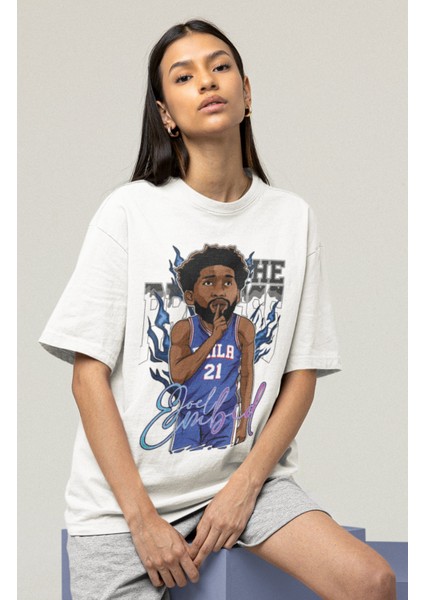 Unisex Joel Embiid Baskılı T-Shirt Erkek-Kadın Basketbol Temalı T-Shirt fiyatları