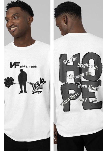 Nf Rap Hope Tour Sırt Baskılı T-Shirt Erkek-Kadın Rap Baskılı T-Shirt