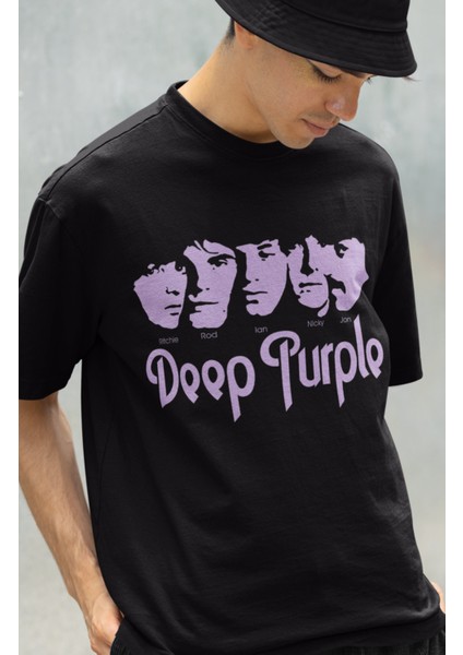 Deep Purple Baskılı Unisex T-Shirt Unisex Rock Metal Baskılı T-Shirt fiyatları