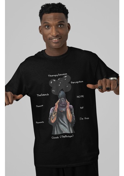 Nf Rap Albümler Baskılı T-Shirt Erkek-Kadın Rap Nf Baskılı T-Shirt
