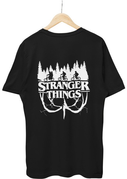 Unisex Stranger Things Yazılı Sırt Baskılı T-Shirt Dizi Baskılı T-Shirt modelleri