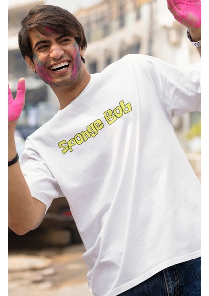 Sünger Bob Sırt Baskılı T-Shirt Erkek-Kadın Sevimli Sünger Bob Baskılı Tshirt fiyatları