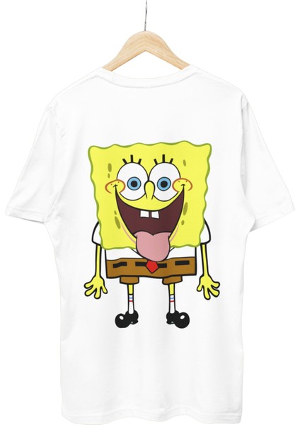 Sünger Bob Sırt Baskılı T-Shirt Erkek-Kadın Sevimli Sünger Bob Baskılı Tshirt modelleri