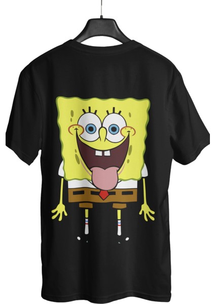 Unisex Sponge Bob Sırt Baskılı T-Shirt Sünger Bob Baskılı T-Shirt