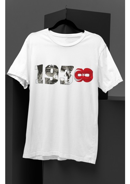 1938 Baskılı Unisex T-Shirt Erkek-Kadın Mustafa Kemal Atatürk Baskılı T-Shirt