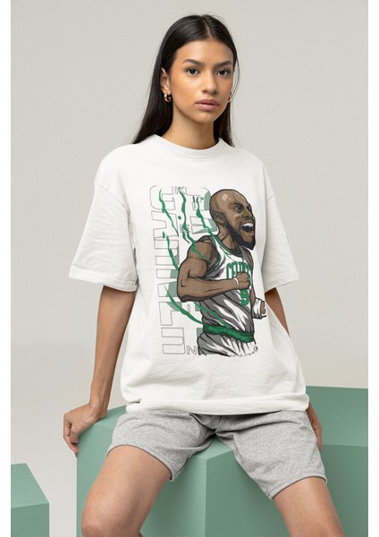 Unisex Kevin Garnett Baskılı T-Shirt Erkek-Kadın Basketbol Temalı T-Shirt