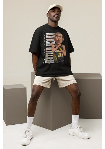 Unisex Reggie Miller Baskılı T-Shirt Erkek-Kadın Basketbol Temalı T-Shirt
