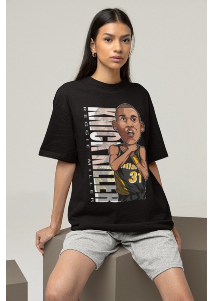 Unisex Reggie Miller Baskılı T-Shirt Erkek-Kadın Basketbol Temalı T-Shirt fiyatları