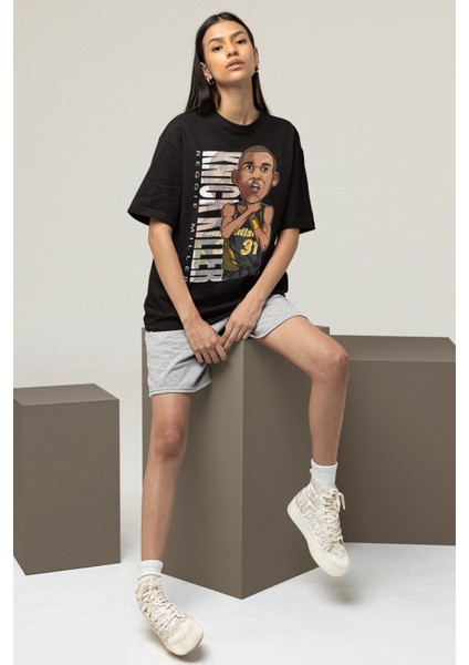 Unisex Reggie Miller Baskılı T-Shirt Erkek-Kadın Basketbol Temalı T-Shirt fırsatları