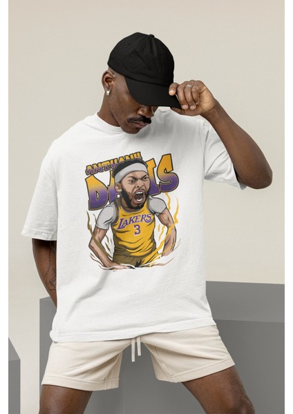 Unisex Anthony Davis Baskılı T-Shirt Erkek-Kadın Basketbol Temalı T-Shirt