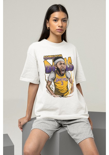 Unisex Anthony Davis Baskılı T-Shirt Erkek-Kadın Basketbol Temalı T-Shirt