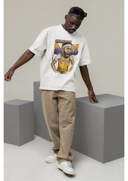 Unisex Anthony Davis Baskılı T-Shirt Erkek-Kadın Basketbol Temalı T-Shirt
