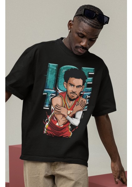 Unisex Trae Young Baskılı T-Shirt Erkek-Kadın Basketbol Temalı T-Shirt