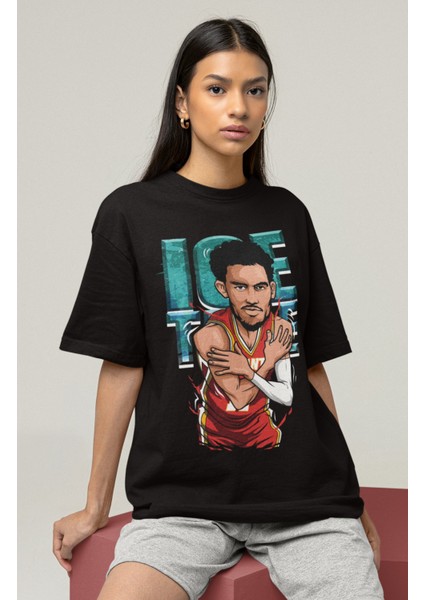 Unisex Trae Young Baskılı T-Shirt Erkek-Kadın Basketbol Temalı T-Shirt fiyatları