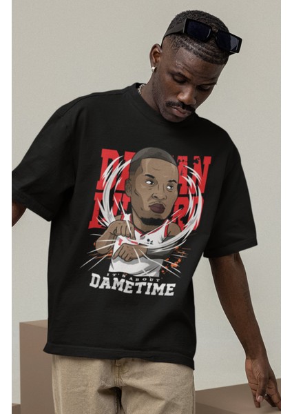 Unisex Damian Lillard Baskılı T-Shirt Erkek-Kadın Basketbol Temalı T-Shirt