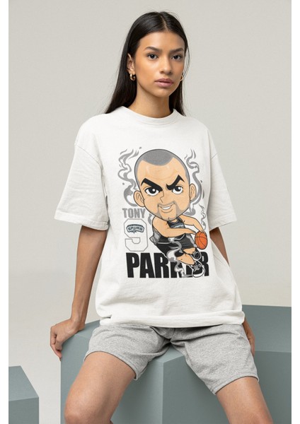 Unisex Tony Parker Baskılı T-Shirt Erkek-Kadın Basketbol Temalı T-Shirt fiyatları