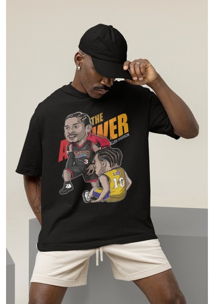 Unisex Allen Iverson Baskılı T-Shirt Erkek-Kadın Basketbol Temalı T-Shirt