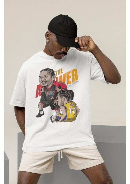 Unisex Allen Iverson Baskılı T-Shirt Erkek-Kadın Basketbol Temalı T-Shirt