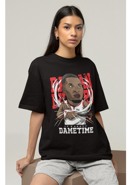 Unisex Damian Lillard Baskılı T-Shirt Erkek-Kadın Basketbol Temalı T-Shirt fırsatları