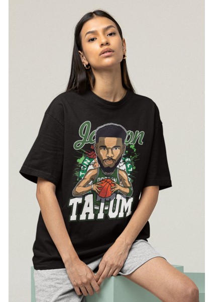 Unisex Jayson Tatum Baskılı T-Shirt Erkek-Kadın Basketbol Temalı T-Shirt fırsatları