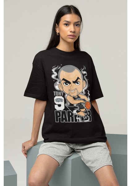 Unisex Tony Parker Baskılı T-Shirt Erkek-Kadın Basketbol Temalı T-Shirt fiyatları