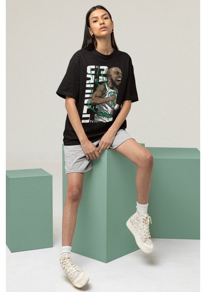 Unisex Kevin Garnett Baskılı T-Shirt Erkek-Kadın Basketbol Temalı T-Shirt fırsatları