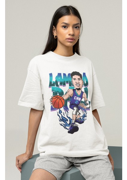 Unisex Lamelo Ball Baskılı T-Shirt Erkek-Kadın Basketbol Temalı T-Shirt fiyatları