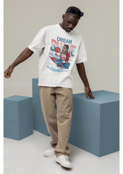 Unisex Hakeem Olajuwon Baskılı T-Shirt Erkek-Kadın Basketbol Temalı T-Shirt modelleri
