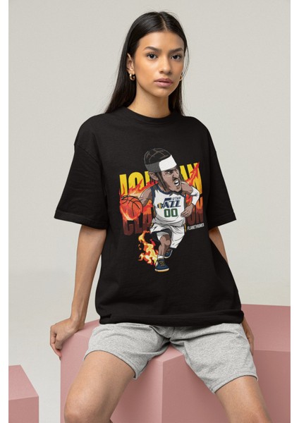Unisex Jordan Clarkson Baskılı T-Shirt Erkek-Kadın Basketbol Temalı T-Shirt fiyatları
