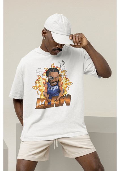 Unisex Kawhi Leonard Baskılı T-Shirt Erkek-Kadın Basketbol Temalı T-Shirt