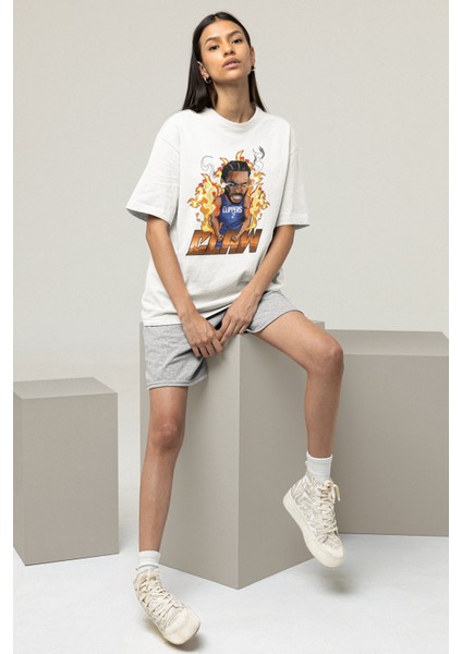 Unisex Kawhi Leonard Baskılı T-Shirt Erkek-Kadın Basketbol Temalı T-Shirt fırsatları