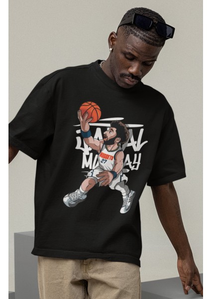 Unisex Jamal Murray Baskılı T-Shirt Erkek-Kadın Basketbol Temalı T-Shirt