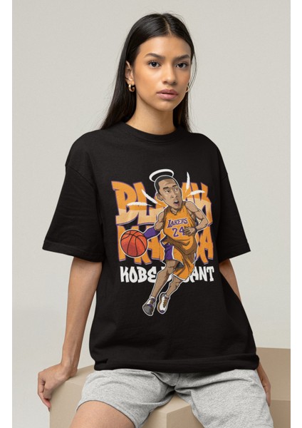 Unisex Kobe Bryant Melek Kanatlı Baskılı T-Shirt Erkek-Kadın Basketbol Temalı T-Shirt fırsatları