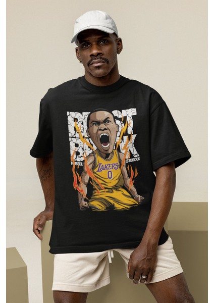Unisex Russell Westbrook Baskılı T-Shirt Erkek-Kadın Basketbol Temalı T-Shirt