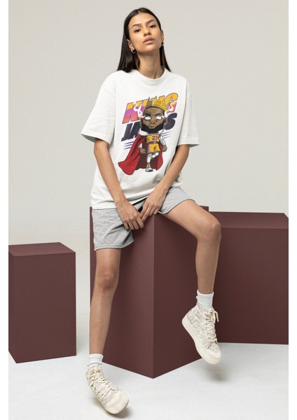 Unisex Lebron James Baskılı T-Shirt Erkek-Kadın Basketbol Temalı T-Shirt fırsatları