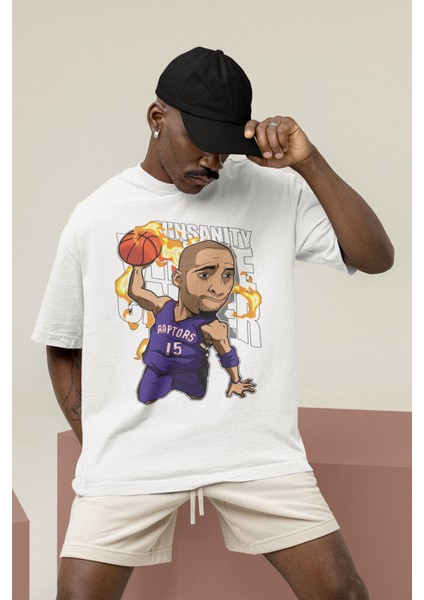 Unisex Vince Carter Baskılı T-Shirt Erkek-Kadın Basketbol Temalı T-Shirt