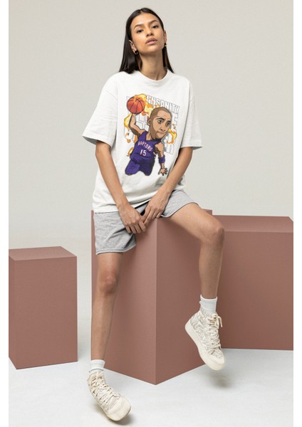 Unisex Vince Carter Baskılı T-Shirt Erkek-Kadın Basketbol Temalı T-Shirt fırsatları