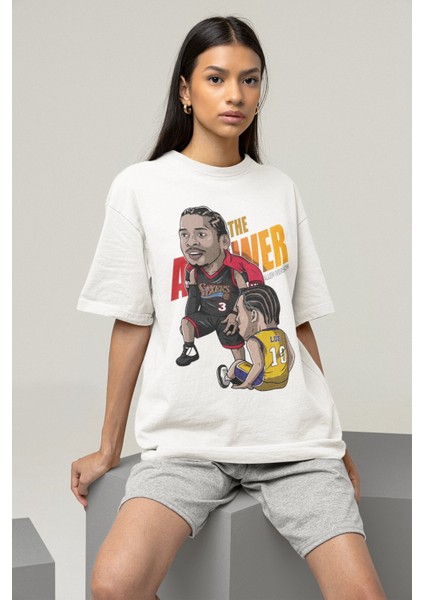 Unisex Allen Iverson Baskılı T-Shirt Erkek-Kadın Basketbol Temalı T-Shirt fiyatları
