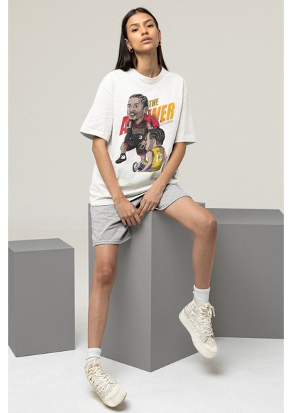 Unisex Allen Iverson Baskılı T-Shirt Erkek-Kadın Basketbol Temalı T-Shirt fırsatları