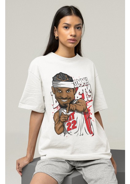 Jimmy Butler Baskılı T-Shirt, Erkek-Kadın Basketbol Temalı Tişört