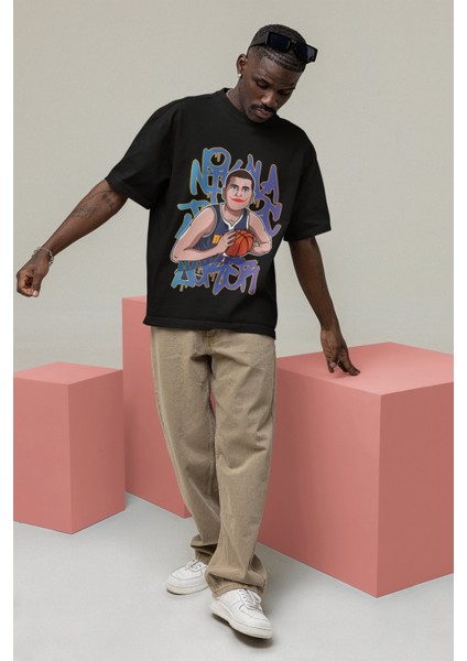 Unisex Nikola Jokic Baskılı T-Shirt Erkek-Kadın Basketbol Temalı T-Shirt