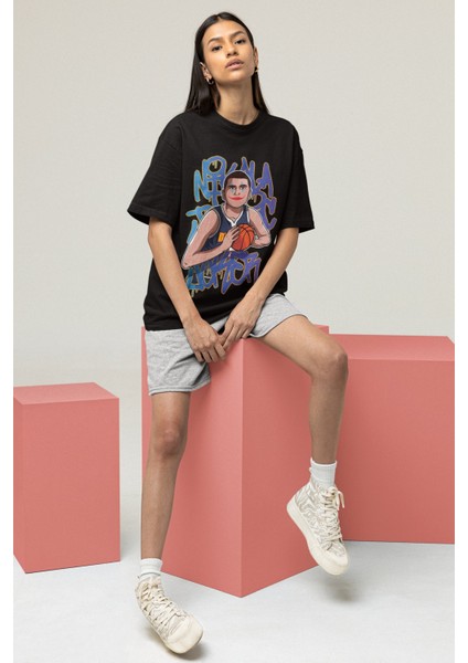 Unisex Nikola Jokic Baskılı T-Shirt Erkek-Kadın Basketbol Temalı T-Shirt fırsatları
