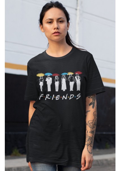 Friends Yazılı Karakterler Baskılı Tshirt Unisex Friends Dizi Baskılı T-Shirt modelleri