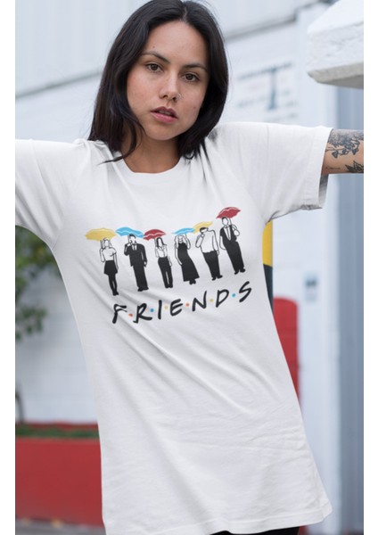 Friends Yazılı Karakterler Baskılı Tshirt Unisex Friends Dizi Baskılı T-Shirt