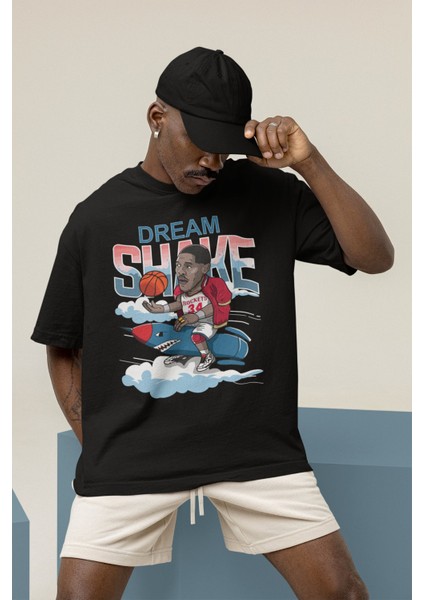 Unisex Hakeem Olajuwon Baskılı T-Shirt Erkek-Kadın Basketbol Temalı T-Shirt