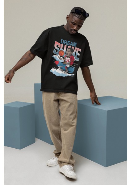 Unisex Hakeem Olajuwon Baskılı T-Shirt Erkek-Kadın Basketbol Temalı T-Shirt modelleri